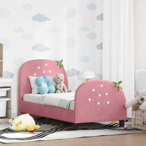 Vidaxl peuterbedframe met hoofdbord roze 70 x 140 cm fluweel