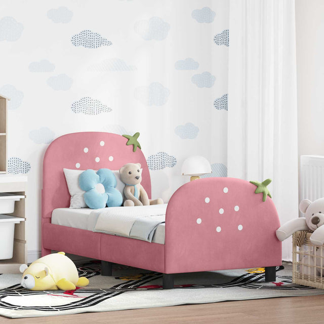 Vidaxl peuterbedframe met hoofdbord roze 70 x 140 cm fluweel