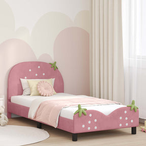 Vidaxl bedframe voor kinderen met hoofdbord roze 90 x 190 cm fluweel