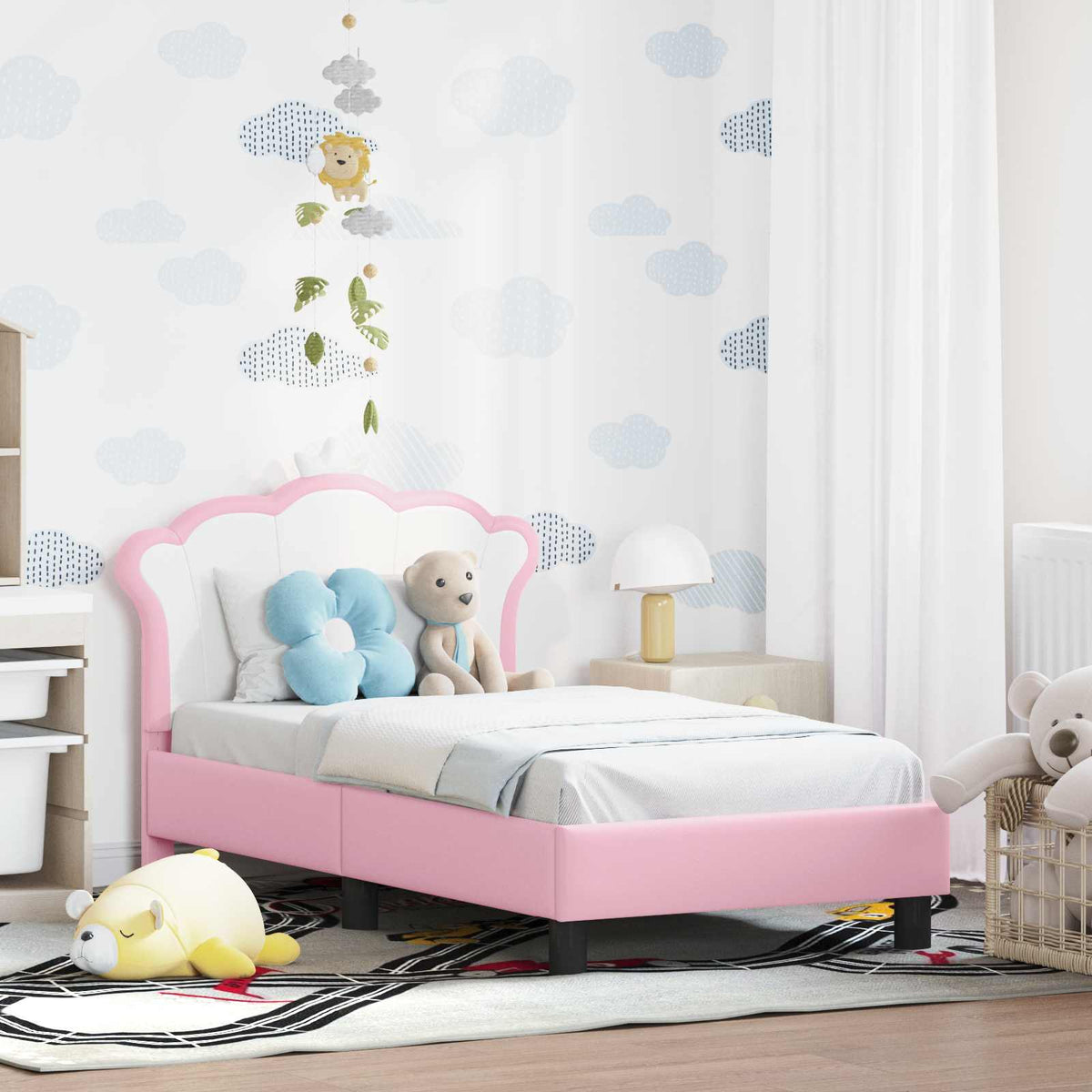 Vidaxl peuterbedframe met hoofdbord roze 70 x 140 cm pu