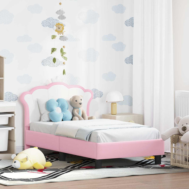 Vidaxl peuterbedframe met hoofdbord roze 70 x 140 cm pu