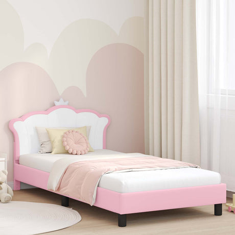 Vidaxl bedframe voor kinderen met hoofdbord roze 90 x 190 cm pu