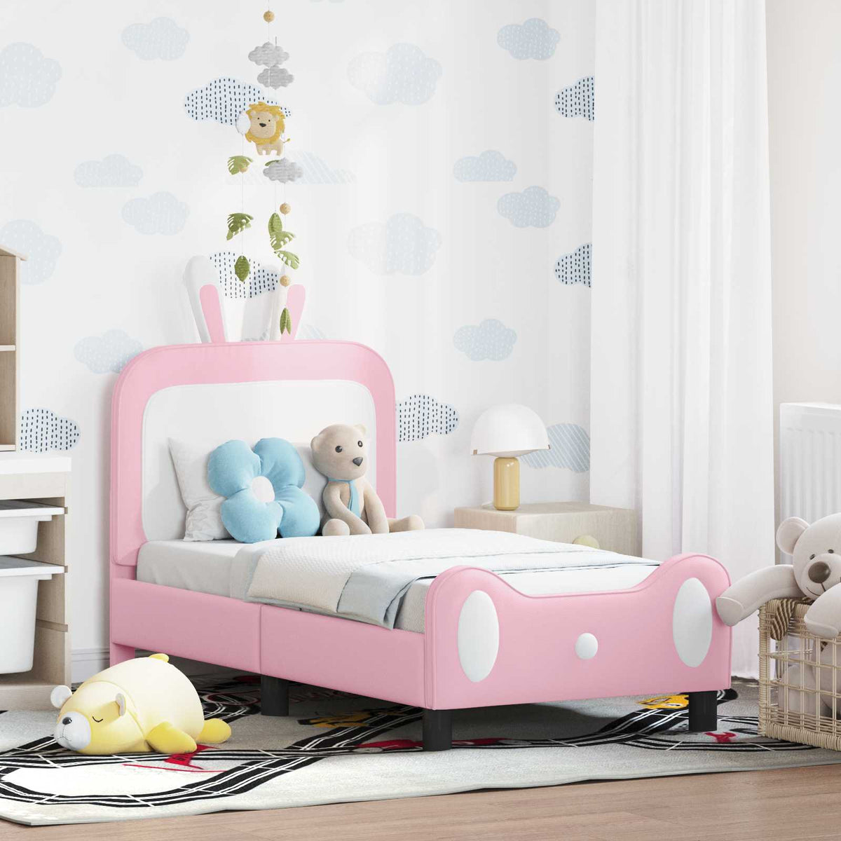 Vidaxl peuterbedframe met hoofdbord roze 70 x 140 cm pu