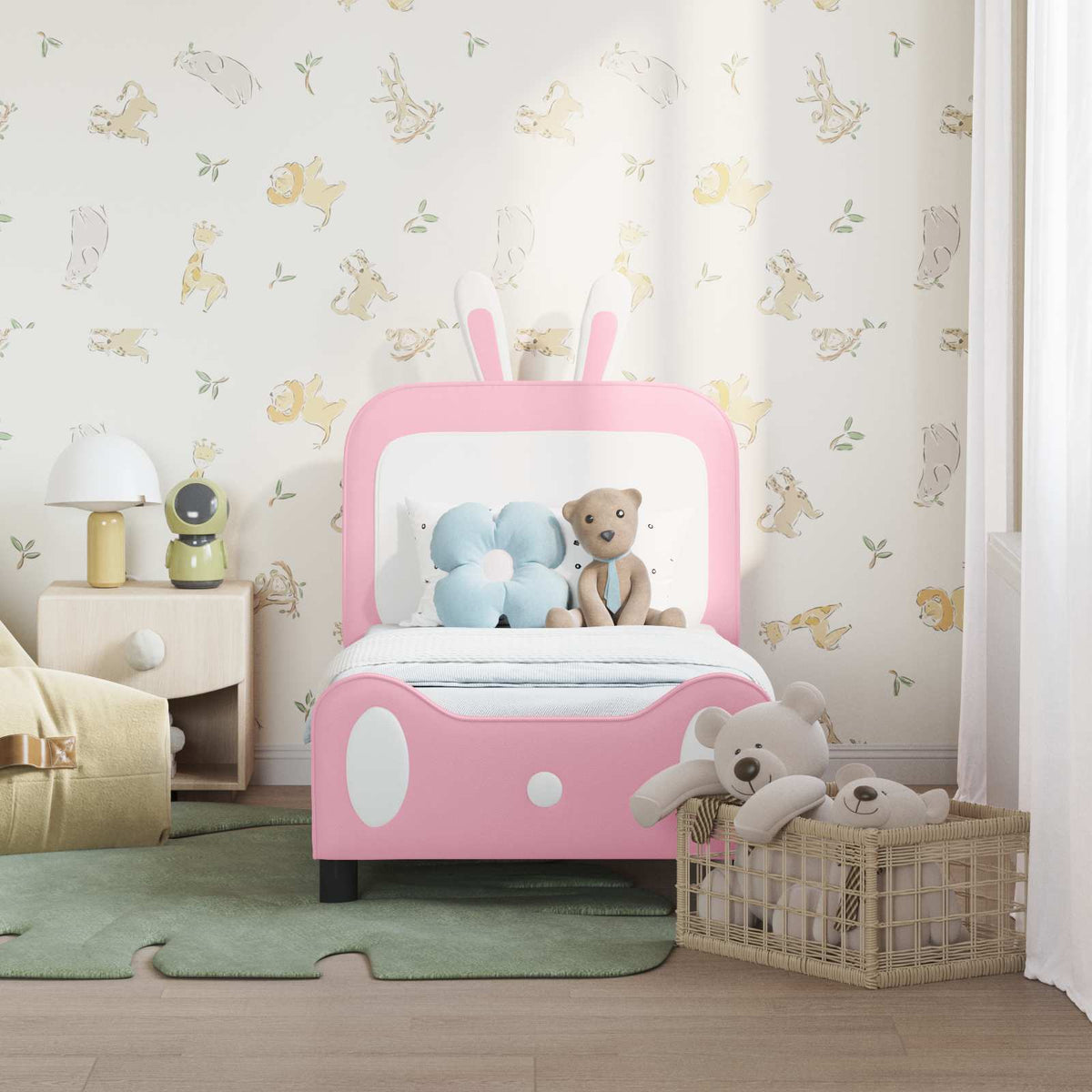 Vidaxl peuterbedframe met hoofdbord roze 70 x 140 cm pu