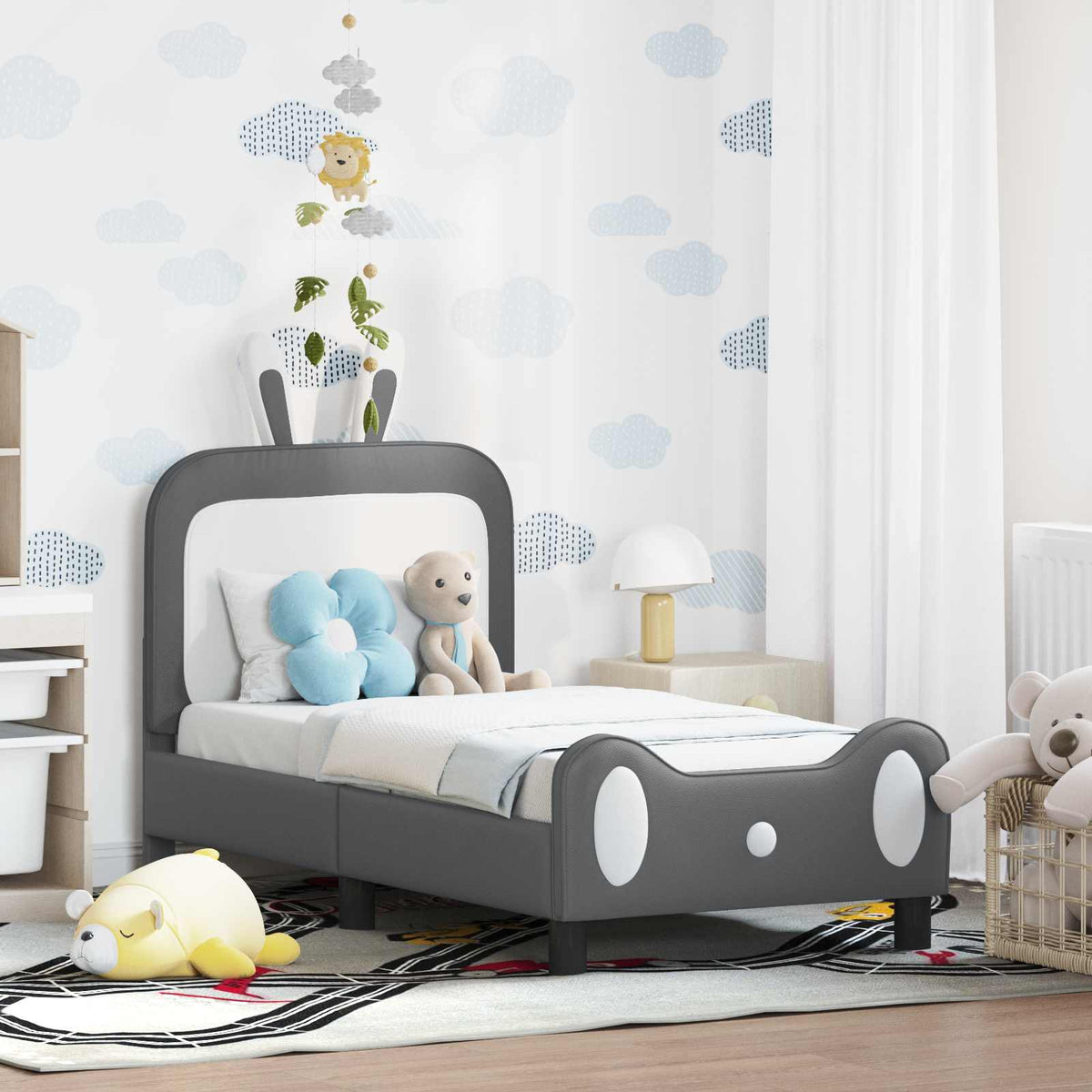 Vidaxl peuterbedframe met hoofdbord lichtgrijs 70 x 140 cm pu