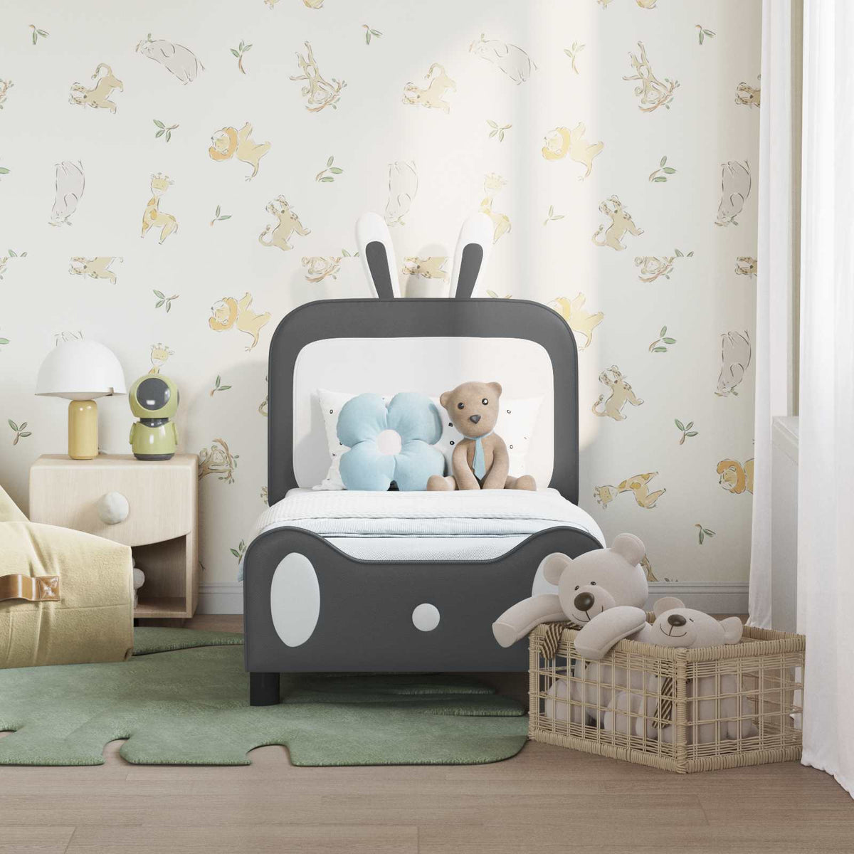 Vidaxl peuterbedframe met hoofdbord lichtgrijs 70 x 140 cm pu