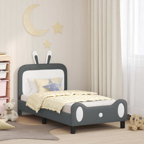 Vidaxl bedframe voor kinderen met hoofdbord lichtgrijs 80 x 160 cm pu