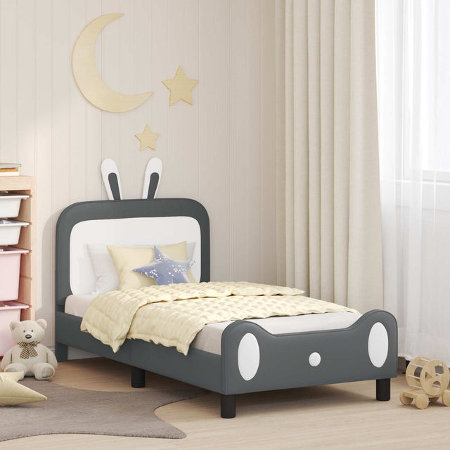 Vidaxl bedframe voor kinderen met hoofdbord lichtgrijs 80 x 160 cm pu