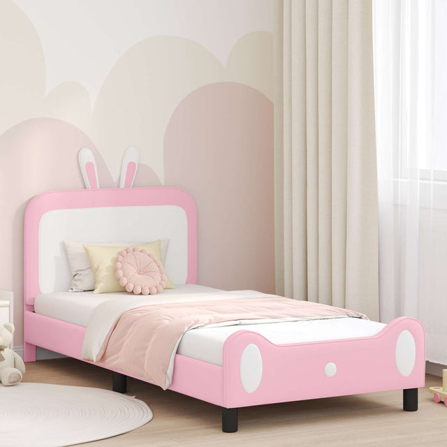 Vidaxl bedframe voor kinderen met hoofdbord roze 90 x 190 cm pu