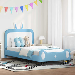 Vidaxl bedframe voor kinderen met hoofdbord blauw 90 x 200 cm pu
