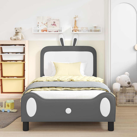 Vidaxl bedframe voor kinderen met hoofdbord lichtgrijs 90 x 200 cm pu