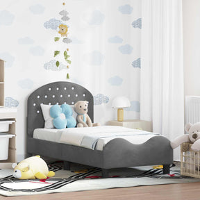 Vidaxl peuterbedframe met hoofdbord donkergrijs 70 x 140 cm fluweel
