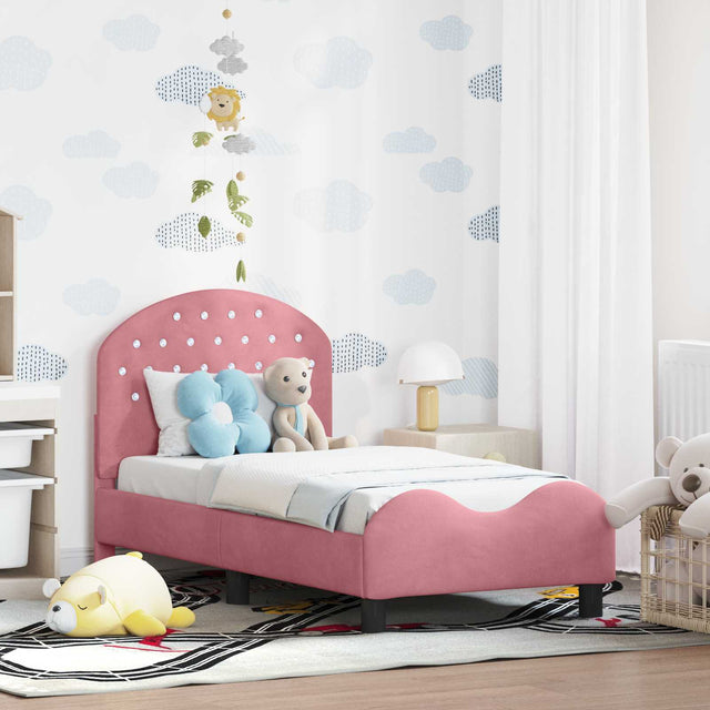 Vidaxl peuterbedframe met hoofdbord roze 70 x 140 cm fluweel