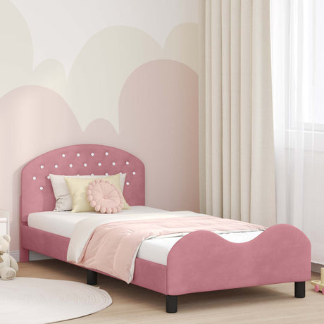 Vidaxl bedframe voor kinderen met hoofdbord roze 80 x 200 cm fluweel