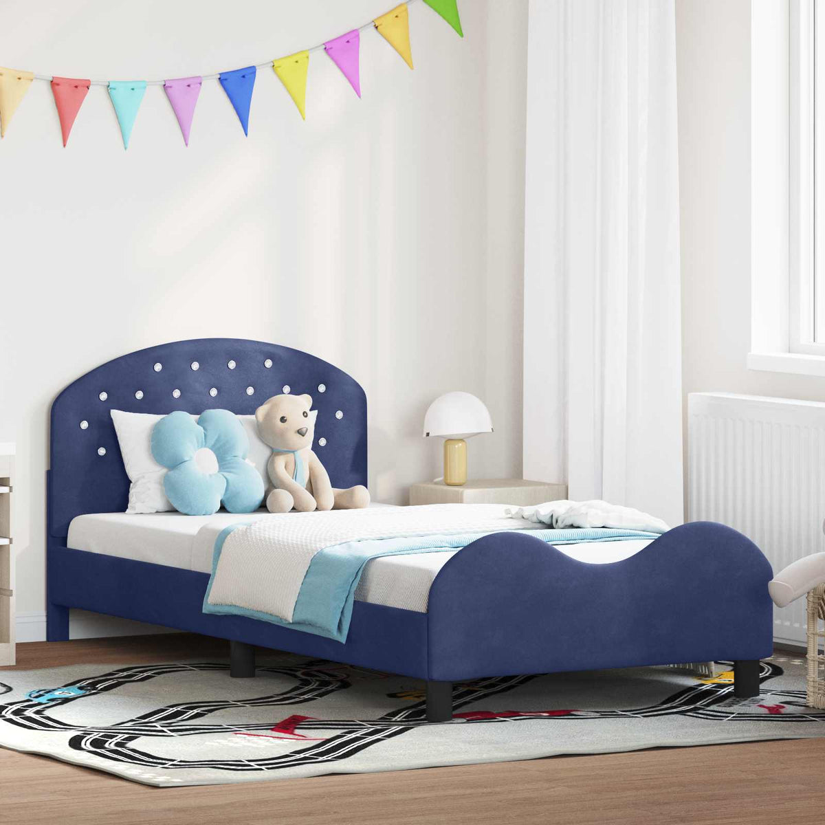 Vidaxl bedframe voor kinderen met hoofdbord politieblauw 80 x 200 cm