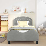 Vidaxl bedframe voor kinderen met hoofdbord lichtgrijs 90 x 190 cm