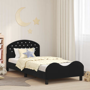 Vidaxl bedframe voor kinderen met hoofdbord zwart 90 x 190 cm fluweel