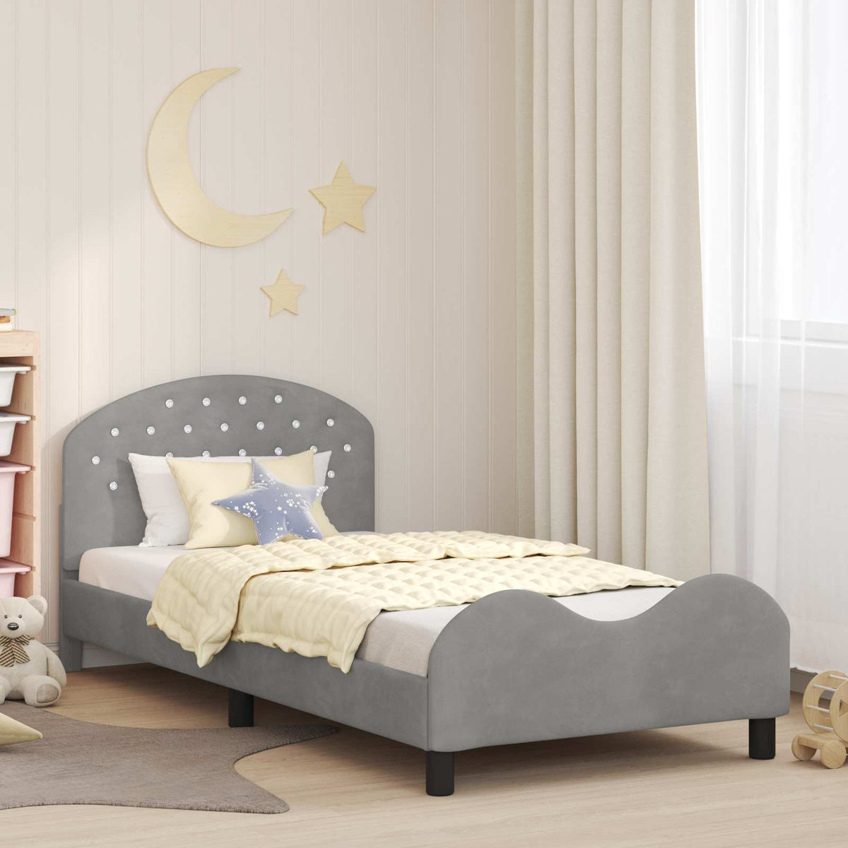 Vidaxl bedframe voor kinderen met hoofdbord lichtgrijs 90 x 200 cm