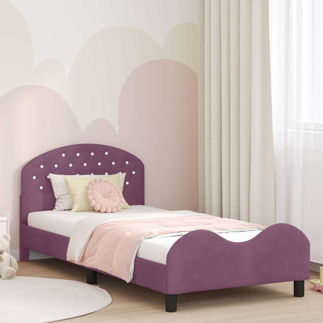 Vidaxl bedframe voor kinderen met hoofdbord paars 90 x 200 cm fluweel