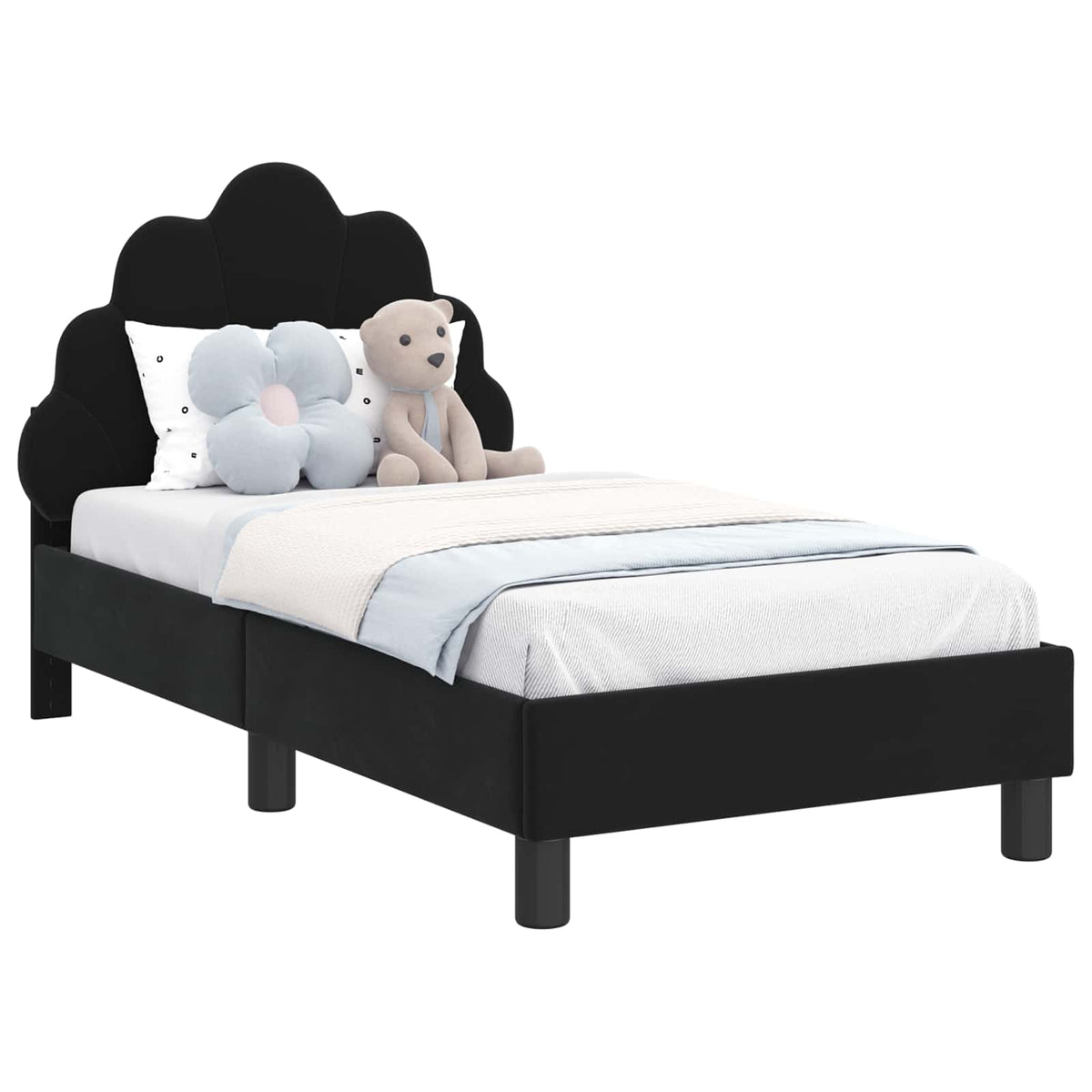 Vidaxl peuterbedframe met hoofdbord zwart 70 x 140 cm fluweel