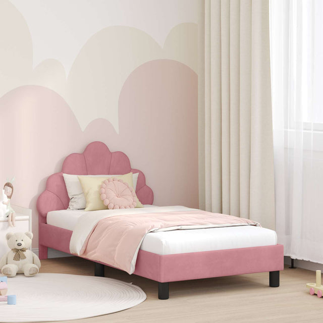 Vidaxl bedframe voor kinderen met hoofdbord roze 80 x 160 cm fluweel