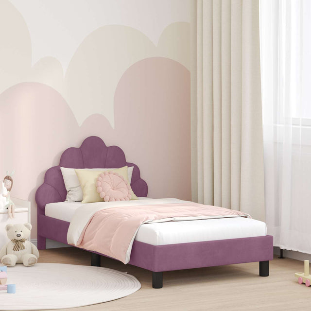 Vidaxl bedframe voor kinderen met hoofdbord paars 80 x 160 cm fluweel