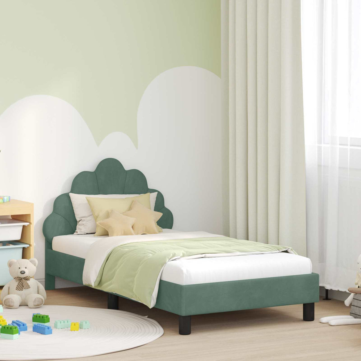 Vidaxl bedframe voor kinderen met hoofdbord zeegroen 80 x 160 cm