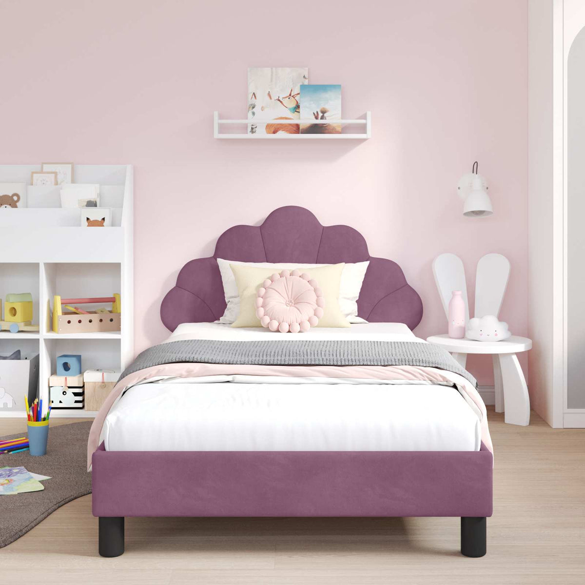 Vidaxl bedframe voor kinderen met hoofdbord paars 80 x 200 cm fluweel