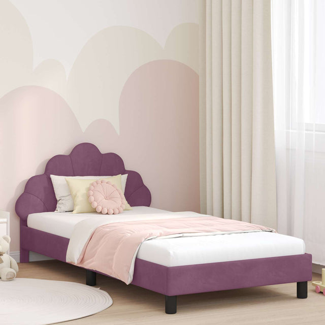 Vidaxl bedframe voor kinderen met hoofdbord paars 90 x 190 cm fluweel