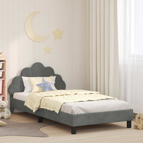 Vidaxl bedframe voor kinderen met hoofdbord donkergrijs 90 x 200 cm