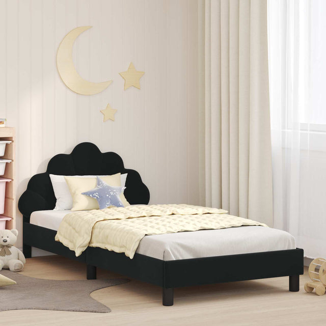 Vidaxl bedframe voor kinderen met hoofdbord zwart 90 x 200 cm fluweel