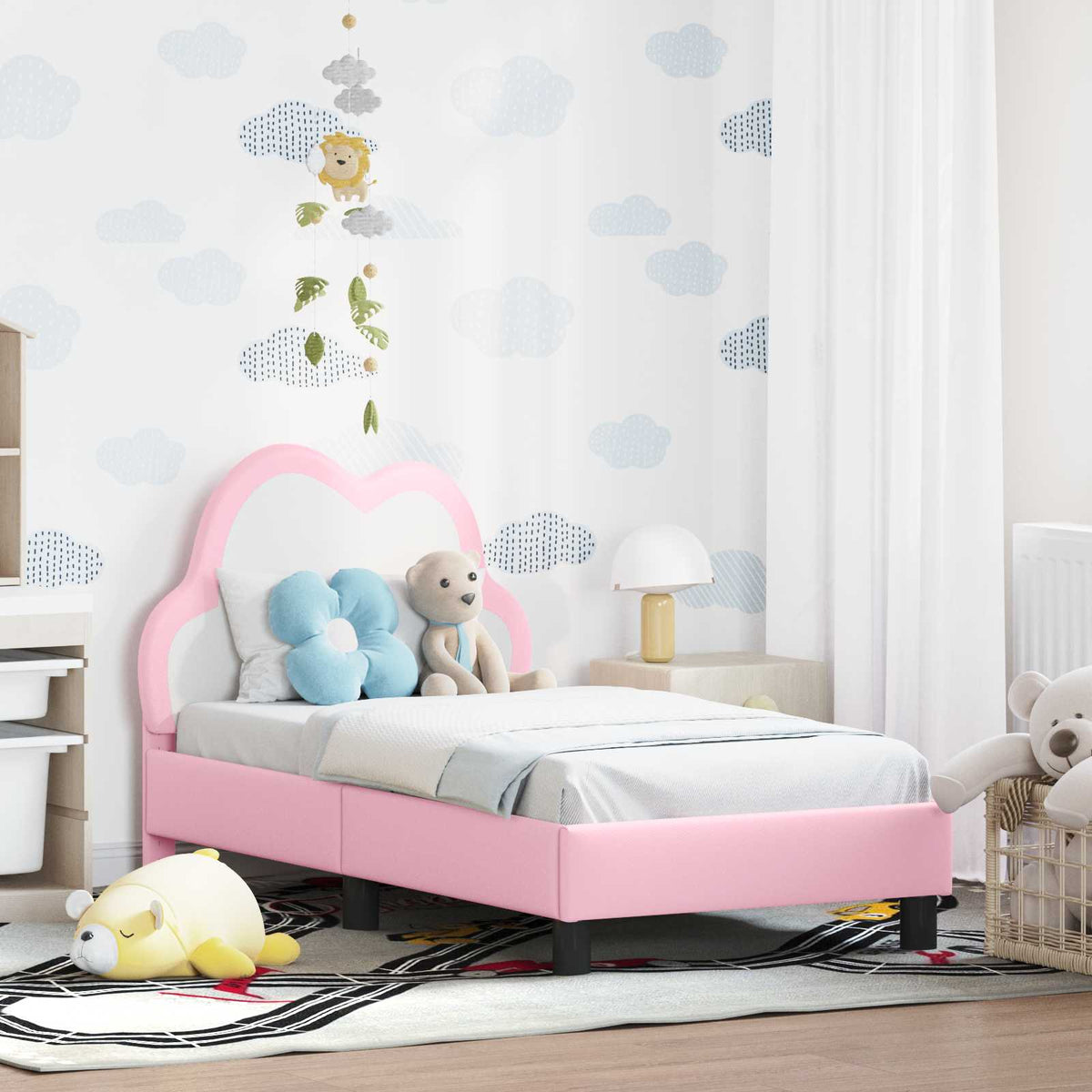 Vidaxl peuterbedframe met hoofdbord roze 70 x 140 cm pu