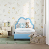 Vidaxl peuterbedframe met hoofdbord blauw 70 x 140 cm pu