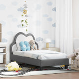 Vidaxl peuterbedframe met hoofdbord lichtgrijs 70 x 140 cm pu