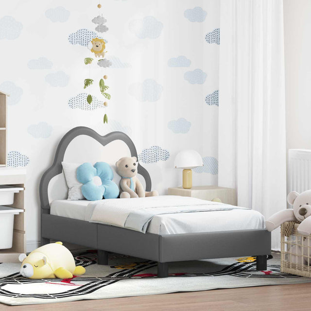Vidaxl peuterbedframe met hoofdbord lichtgrijs 70 x 140 cm pu