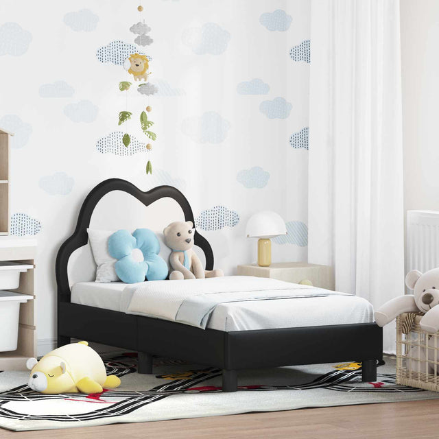 Vidaxl peuterbedframe met hoofdbord zwart 70 x 140 cm pu