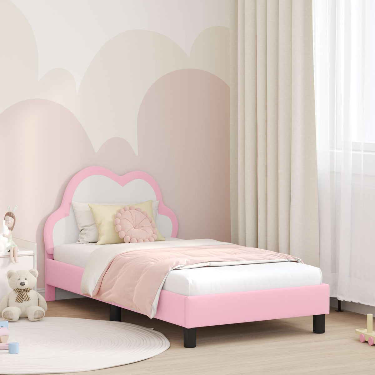 Vidaxl bedframe voor kinderen met hoofdbord roze 80 x 160 cm pu