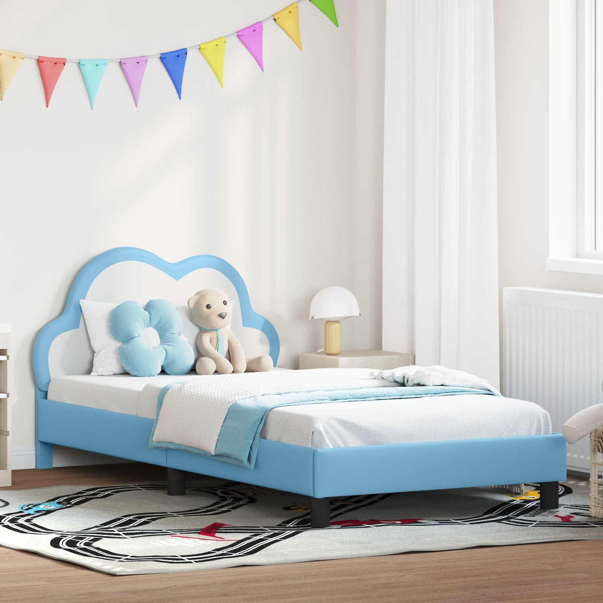 Vidaxl bedframe voor kinderen met hoofdbord blauw 80 x 200 cm pu