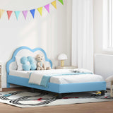 Vidaxl bedframe voor kinderen met hoofdbord blauw 90 x 190 cm pu