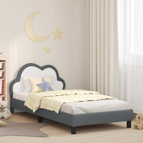 Vidaxl bedframe voor kinderen met hoofdbord lichtgrijs 90 x 190 cm pu