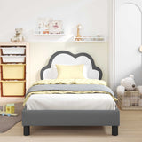 Vidaxl bedframe voor kinderen met hoofdbord lichtgrijs 90 x 190 cm pu