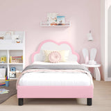 Vidaxl bedframe voor kinderen met hoofdbord roze 90 x 200 cm pu