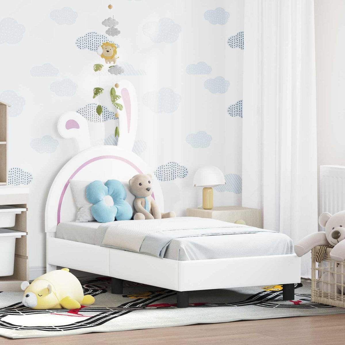 Vidaxl peuterbedframe met hoofdbord wit 70 x 140 cm pu