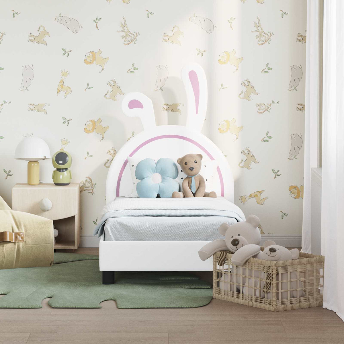 Vidaxl peuterbedframe met hoofdbord wit 70 x 140 cm pu