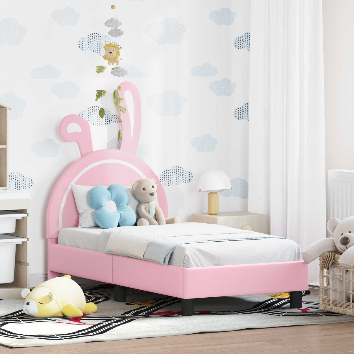 Vidaxl peuterbedframe met hoofdbord roze 70 x 140 cm pu