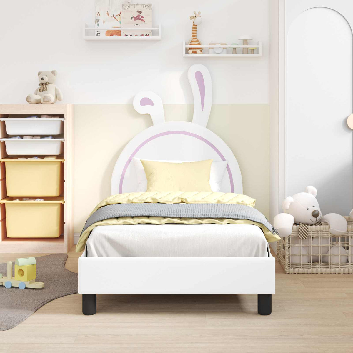 Vidaxl bedframe voor kinderen met hoofdbord wit 80 x 160 cm pu