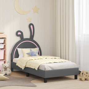 Vidaxl bedframe voor kinderen met hoofdbord lichtgrijs 80 x 160 cm pu