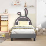Vidaxl bedframe voor kinderen met hoofdbord lichtgrijs 80 x 160 cm pu