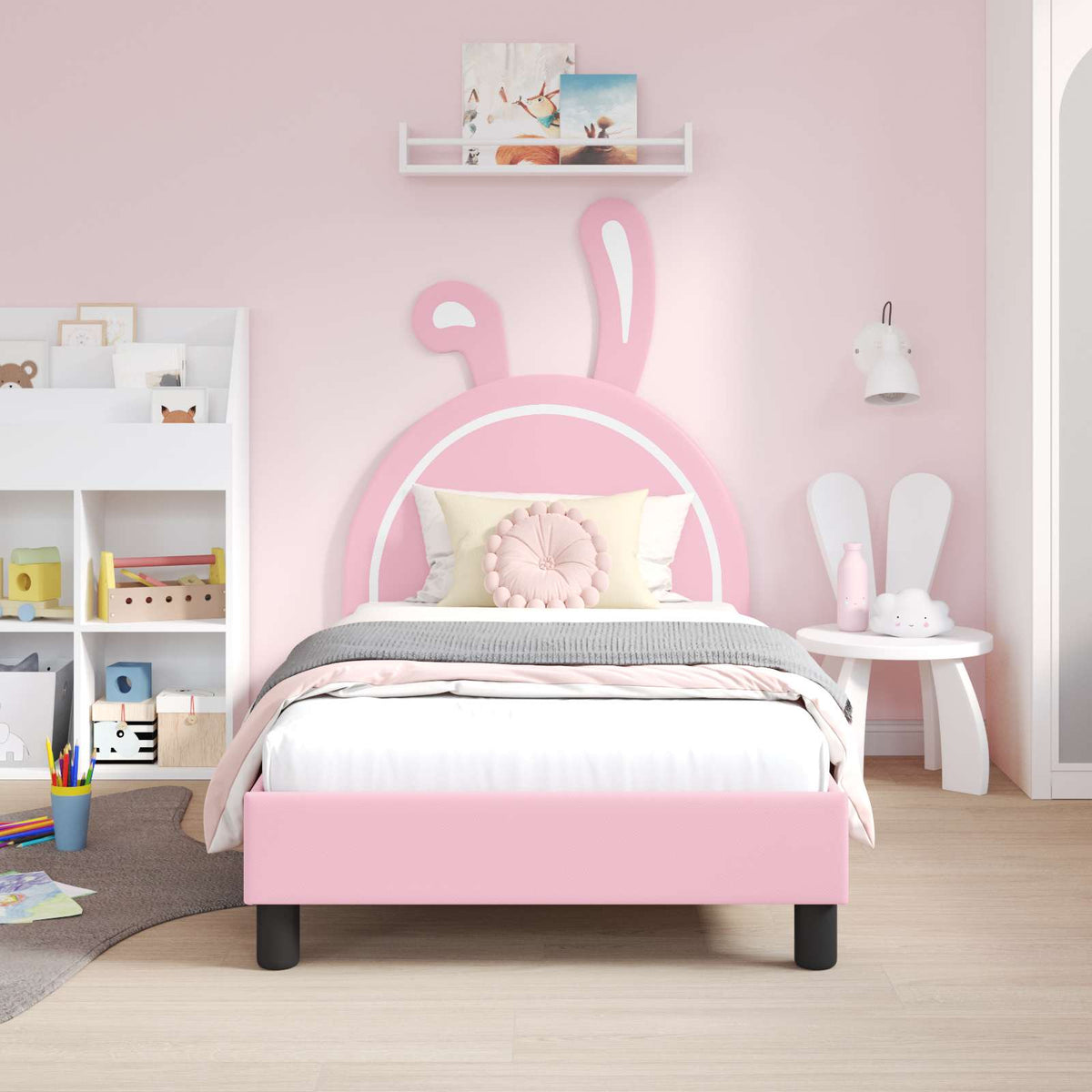 Vidaxl bedframe voor kinderen met hoofdbord roze 80 x 160 cm pu