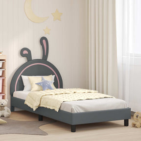 Vidaxl bedframe voor kinderen met hoofdbord lichtgrijs 80 x 200 cm pu